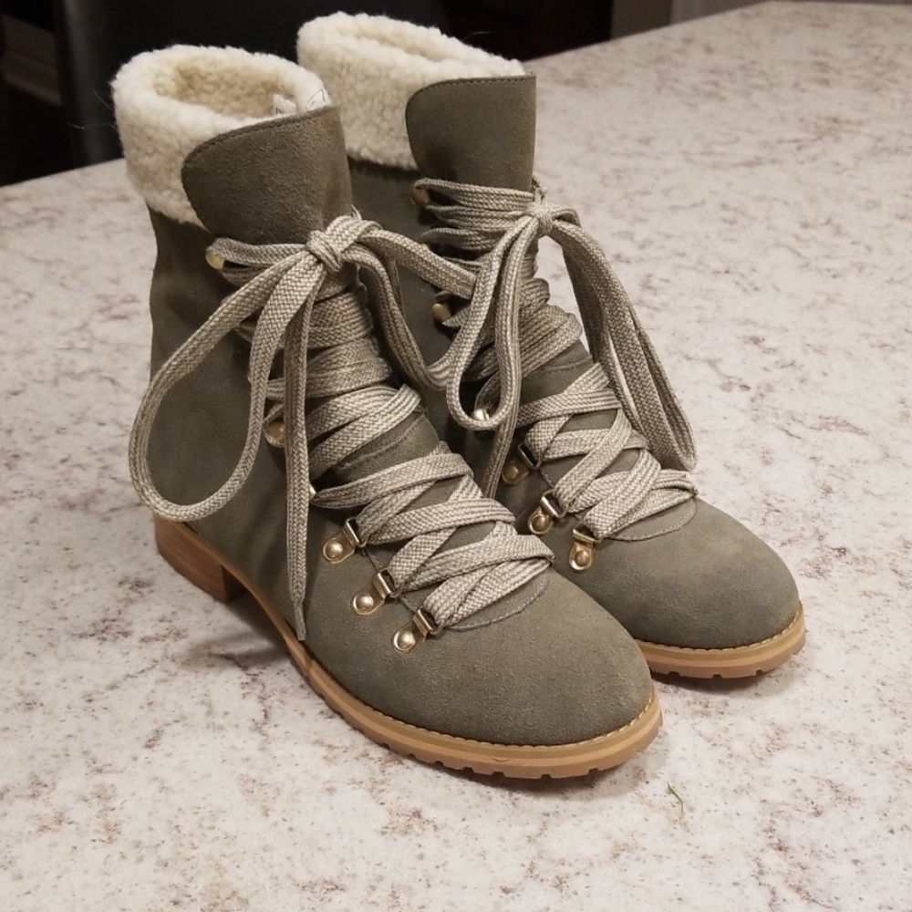 Grey lace up boots